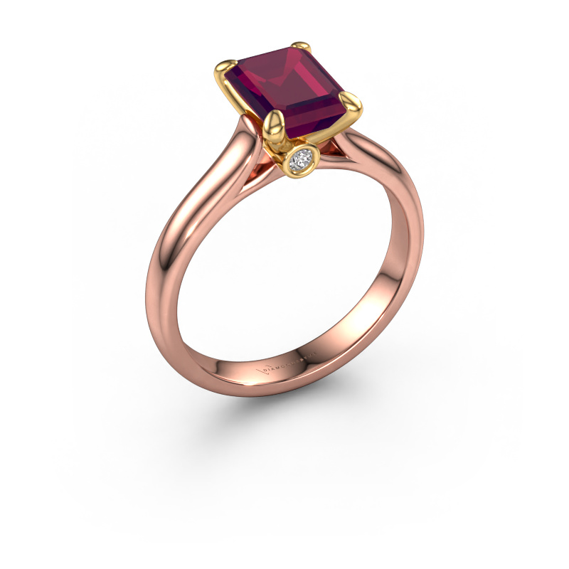 Image of Engagement ring Valorie eme 1 585 rose gold Rhodolite 9x7 mm