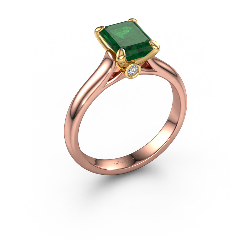 Bild von Verlobungsring Valorie eme 1 585 Roségold Smaragd 9x7 mm