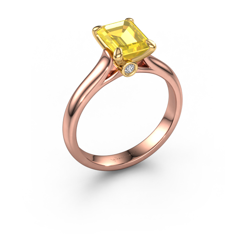Bild von Verlobungsring Valorie eme 1 585 Roségold Gelb Saphir 9x7 mm
