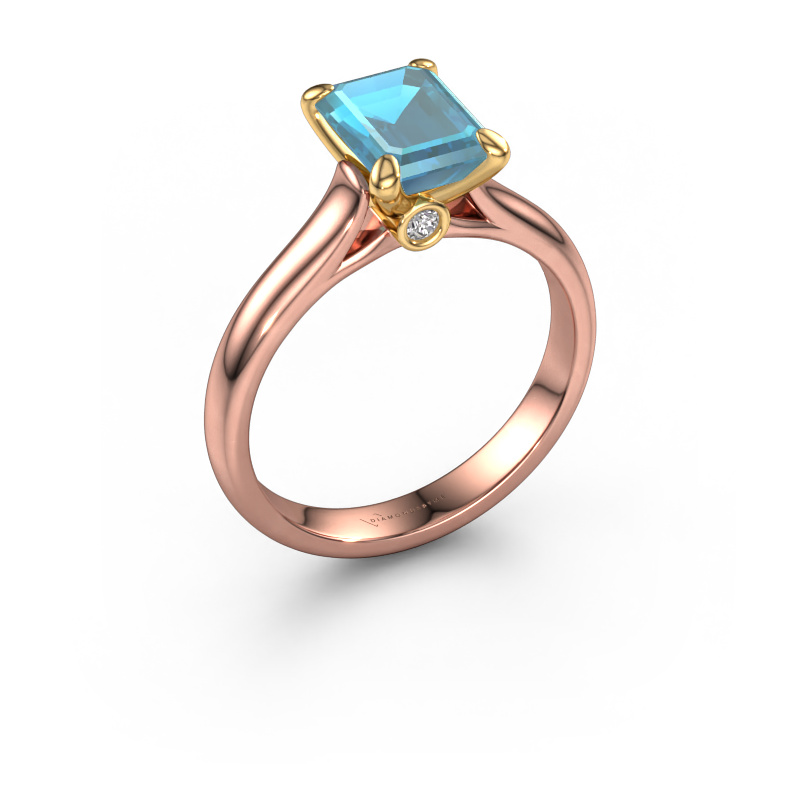 Image of Engagement ring Valorie eme 1 585 rose gold Blue topaz 9x7 mm