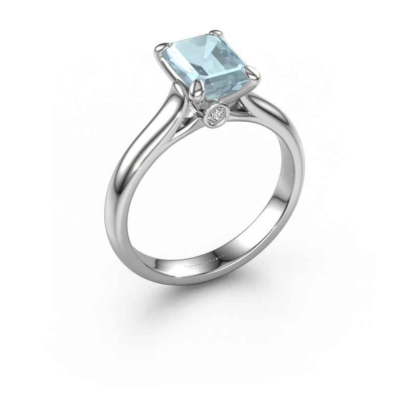 Image of Engagement ring Valorie eme 1 950 platinum Aquamarine 9x7 mm