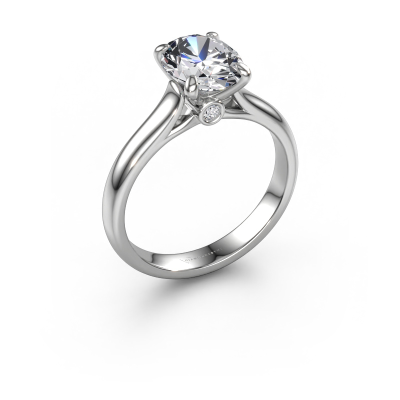 Image de Bague de fiançailles Valorie ovl 1 585 or blanc Diamant synthétique 1.84 crt