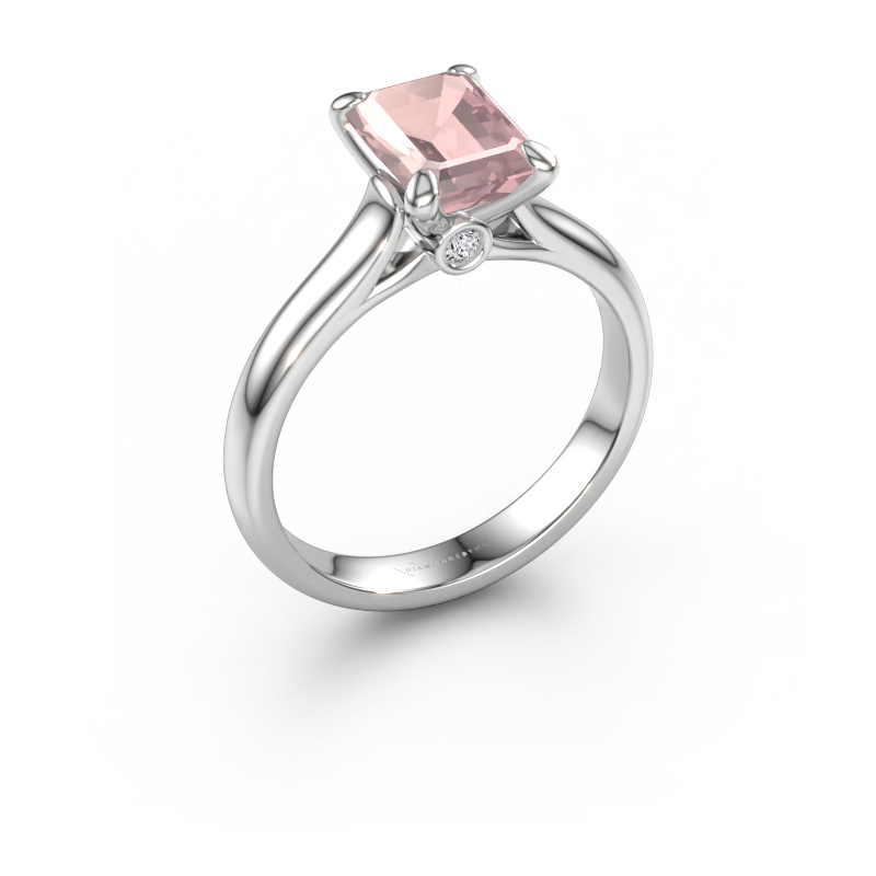 Immagine di Anello di fidanzamento Valorie eme 1 950 platino Morganite champagne 9x7 mm