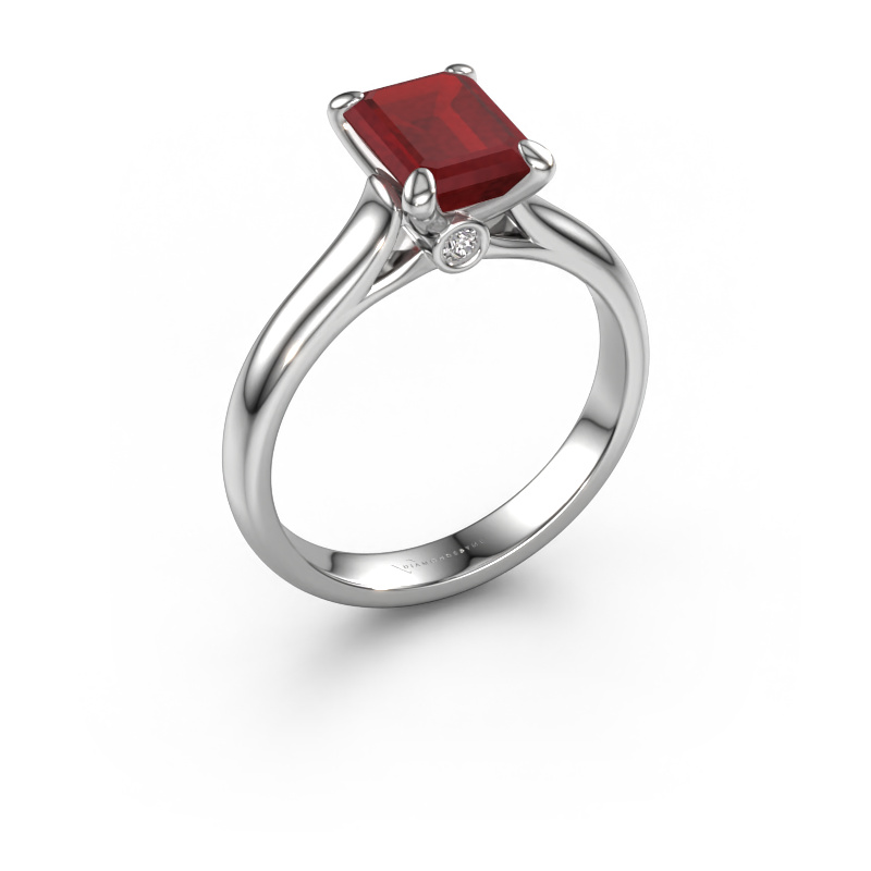 Image of Engagement ring Valorie eme 1 950 platinum Ruby 9x7 mm