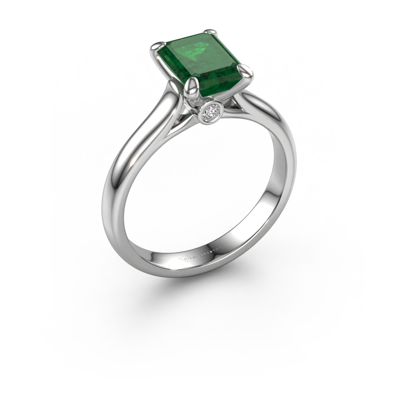 Image of Engagement ring Valorie eme 1 950 platinum Emerald 9x7 mm
