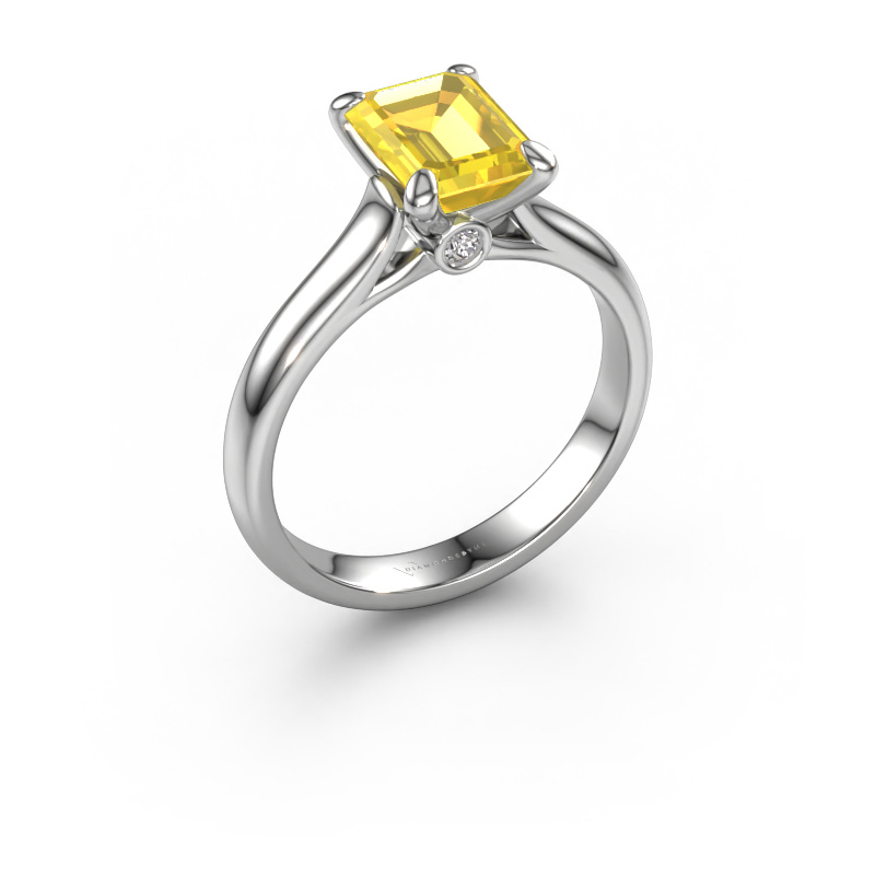 Image of Engagement ring Valorie eme 1 950 platinum Yellow sapphire 9x7 mm