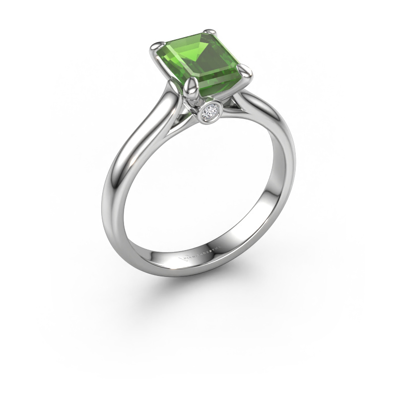 Image of Engagement ring Valorie eme 1 950 platinum Tourmaline green 9x7 mm