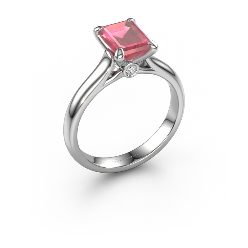 Image of Engagement ring Valorie eme 1 950 platinum Tourmaline pink 9x7 mm