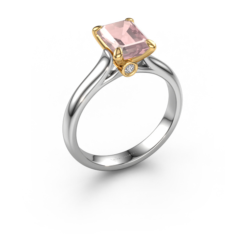 Image de Bague de fiançailles Valorie eme 1 585 or blanc Champagne morganite 9x7 mm