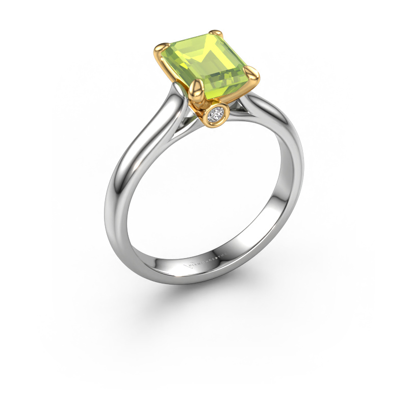 Bild von Verlobungsring Valorie eme 1 585 Weißgold Peridot 9x7 mm