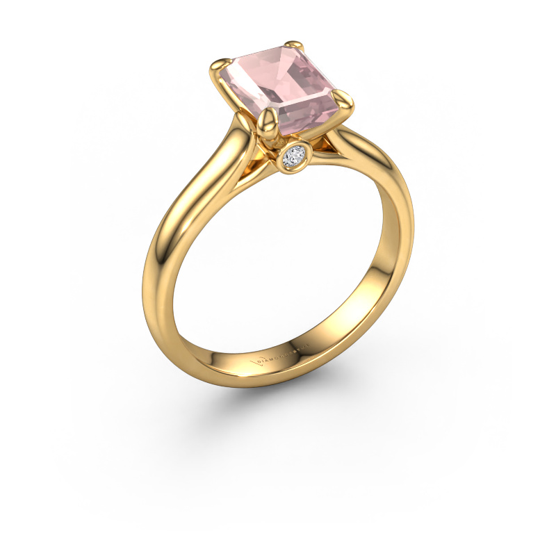 Image de Bague de fiançailles Valorie eme 1 585 or jaune Champagne morganite 9x7 mm