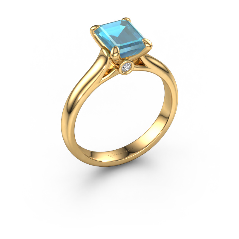 Bild von Verlobungsring Valorie eme 1 585 Gold Blau Topas 9x7 mm