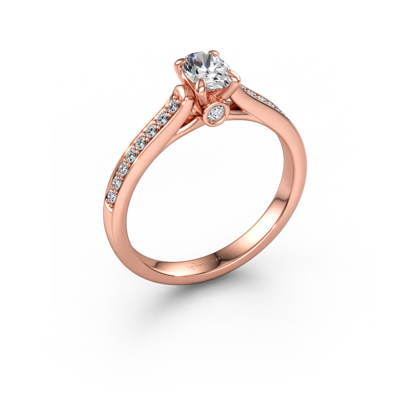 Immagine di Anello di fidanzamento Valorie ovl 2 585 oro rosa Diamante lab grown 0.728 crt