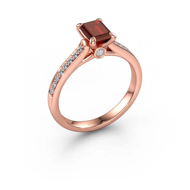 Immagine di Anello di fidanzamento Valorie eme 2 585 oro rosa Granato 6.5x4.5 mm