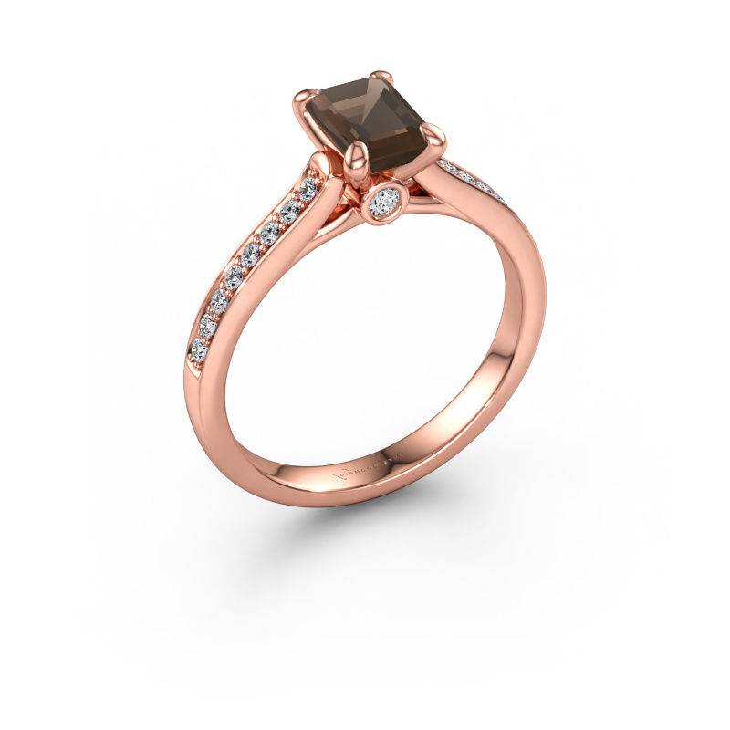 Immagine di Anello di fidanzamento Valorie eme 2 585 oro rosa Quarzo fumé 6.5x4.5 mm