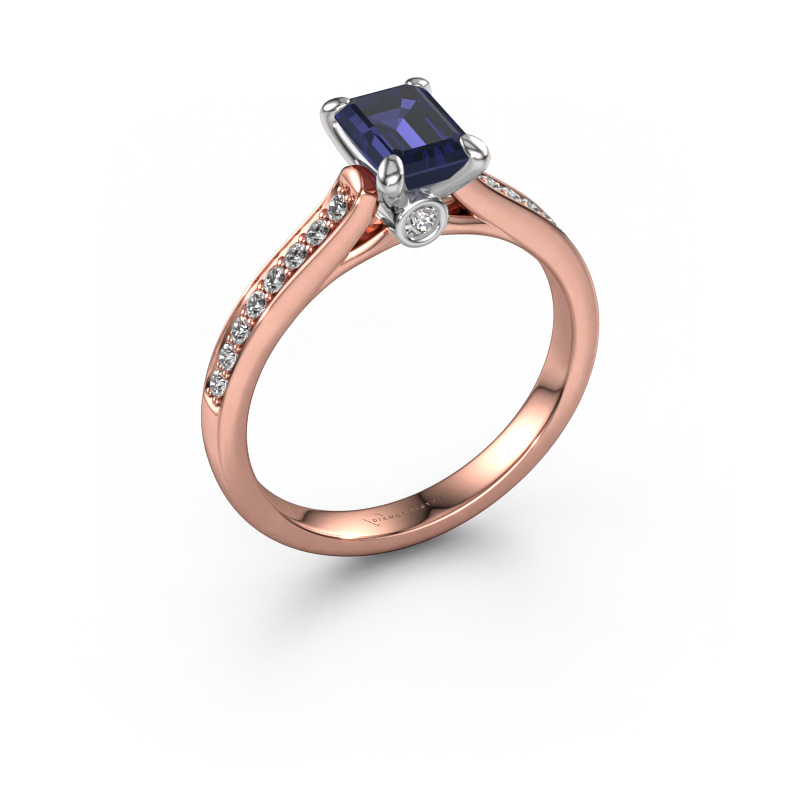 Image of Engagement ring Valorie eme 2 585 rose gold Sapphire 6.5x4.5 mm