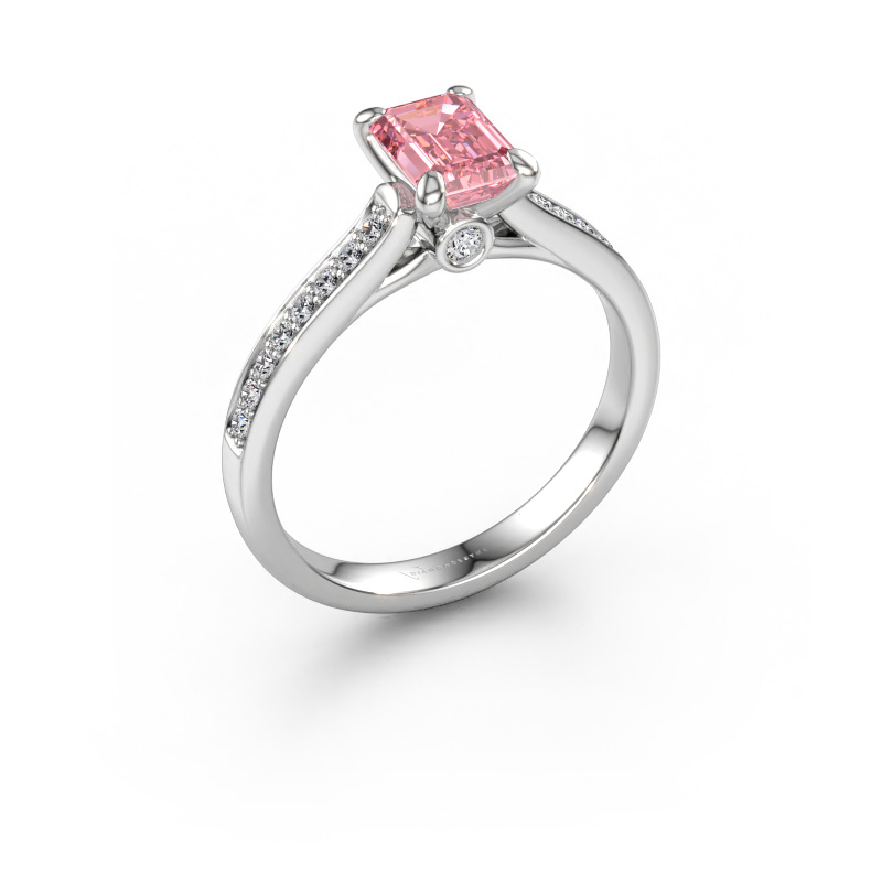 Immagine di Anello di fidanzamento Valorie eme 2 585 oro bianco Diamante lab grown rosa 6.5x4.5 mm