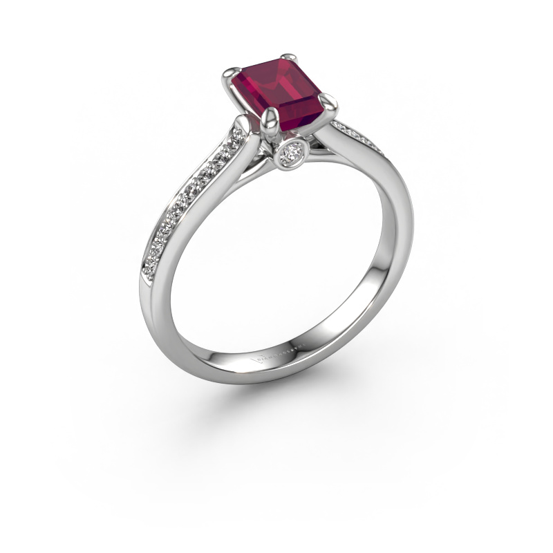 Image de Bague de fiançailles Valorie eme 2 950 platine Rhodolite 6.5x4.5 mm