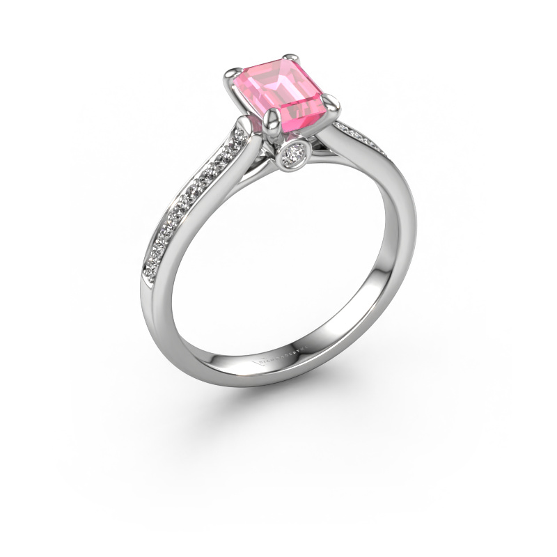 Image of Engagement ring Valorie eme 2 950 platinum Pink sapphire 6.5x4.5 mm