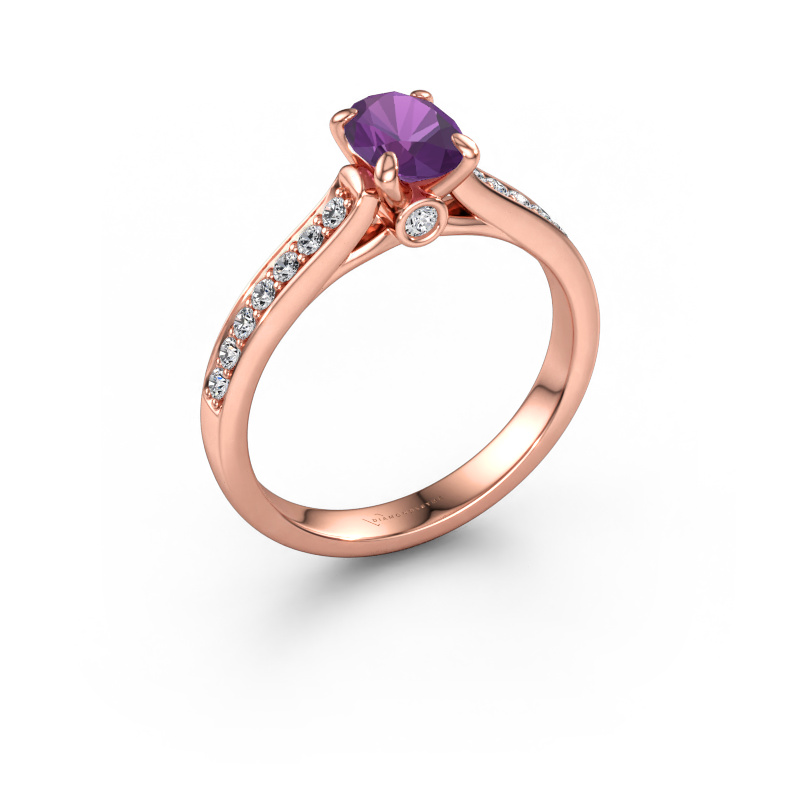 Bild av Förlovningsring Valorie ovl 2 585 roséguld Ametist 7x5 mm