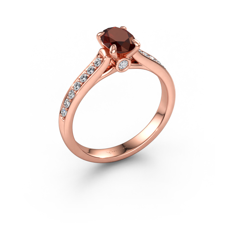 Immagine di Anello di fidanzamento Valorie ovl 2 585 oro rosa Granato 7x5 mm