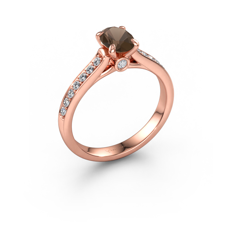 Bild av Förlovningsring Valorie ovl 2 585 roséguld Rökkvarts 7x5 mm