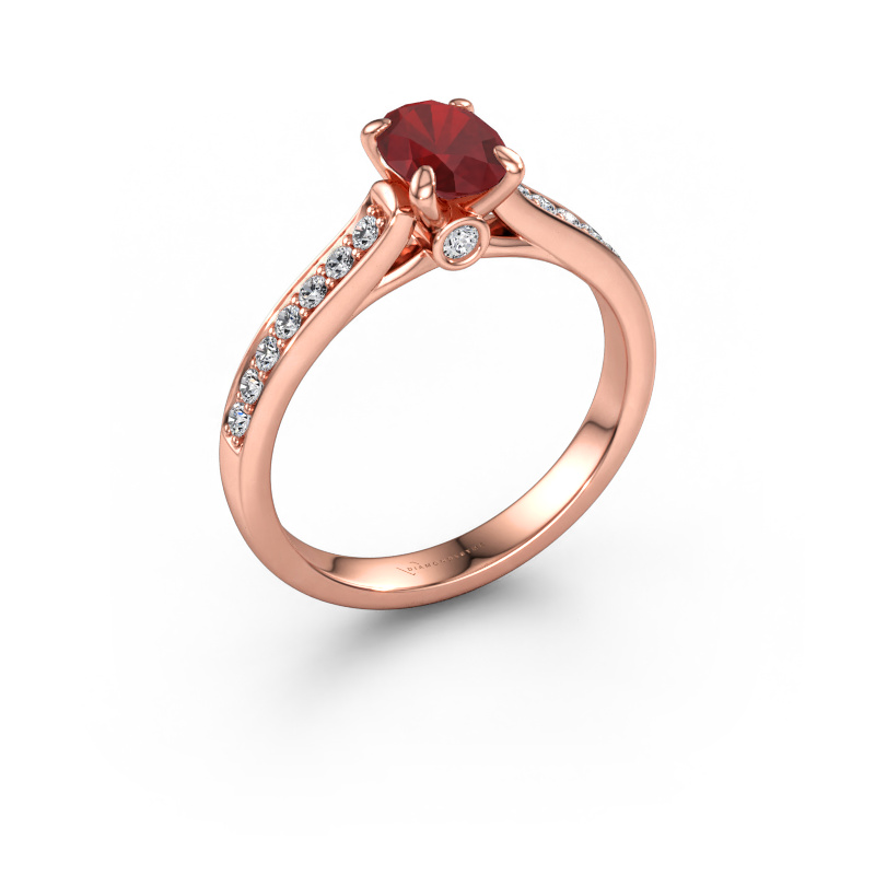 Immagine di Anello di fidanzamento Valorie ovl 2 585 oro rosa Rubino 7x5 mm