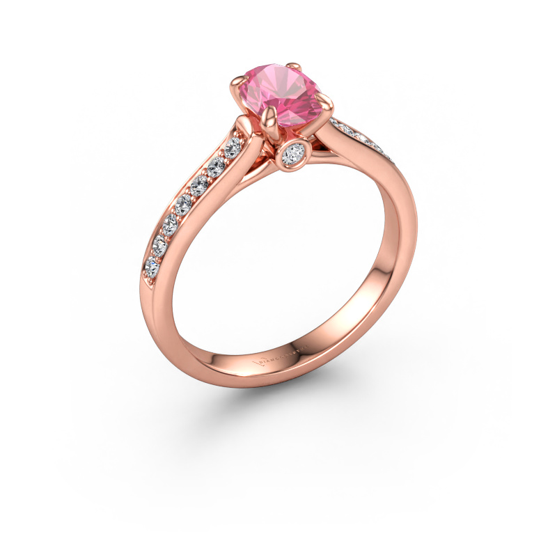 Immagine di Anello di fidanzamento Valorie ovl 2 585 oro rosa Zaffiro rosa 7x5 mm