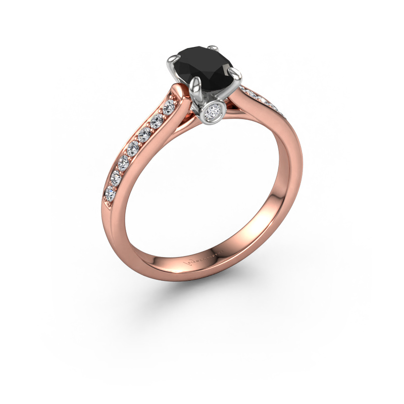 Bild von Verlobungsring Valorie ovl 2 585 Roségold Schwarz Diamant 1.30 crt