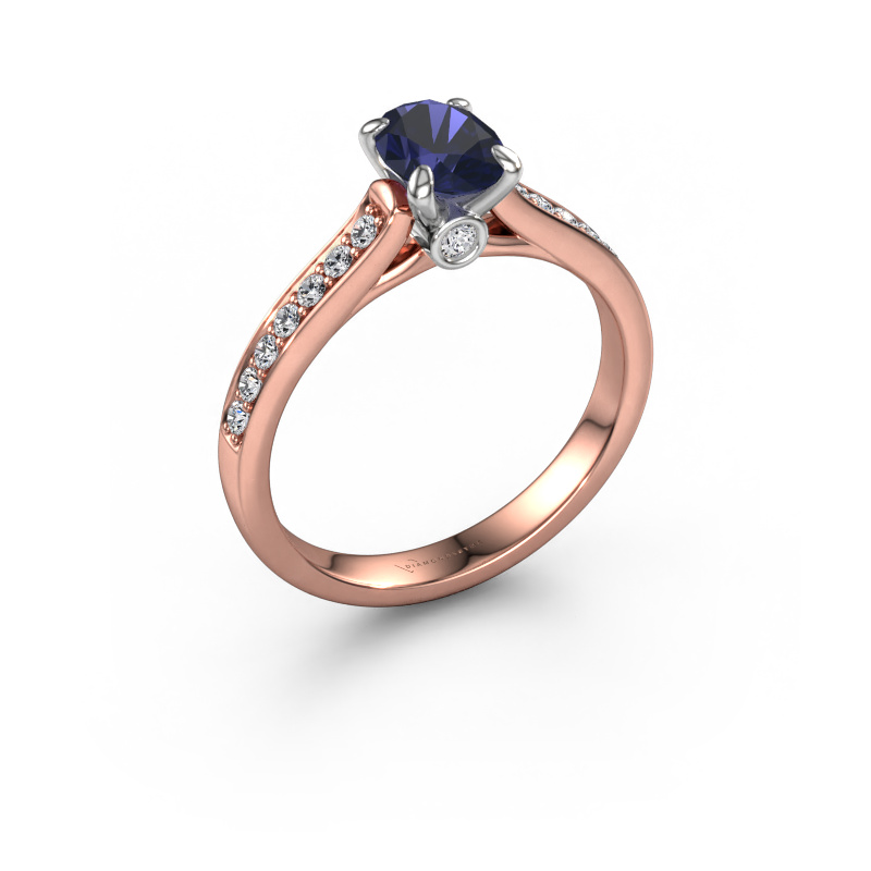 Image of Engagement ring Valorie ovl 2 585 rose gold Sapphire 7x5 mm