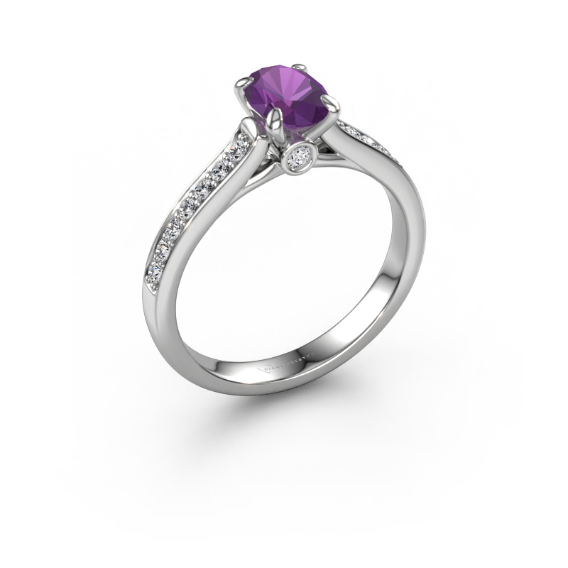 Bild von Verlobungsring Valorie ovl 2 585 Weißgold Amethyst 7x5 mm