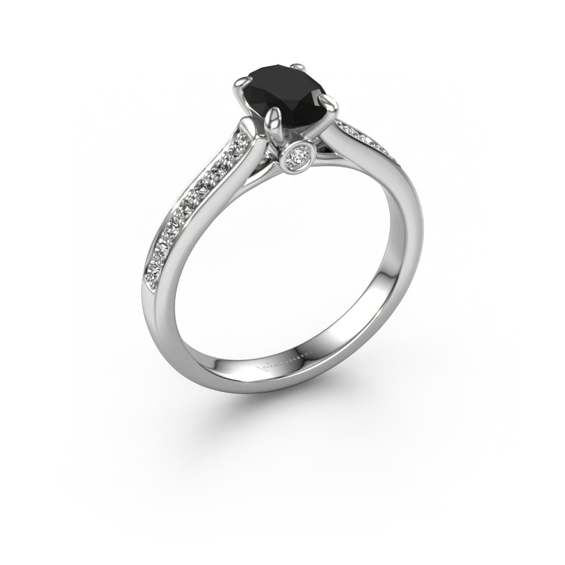 Image of Engagement ring Valorie ovl 2 950 platinum Black diamond 1.30 crt