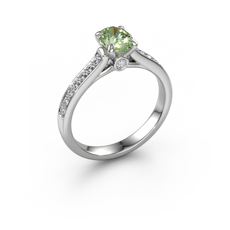 Bild von Verlobungsring Valorie ovl 2 950 Platin Grüner Labor-Diamant 7x5 mm