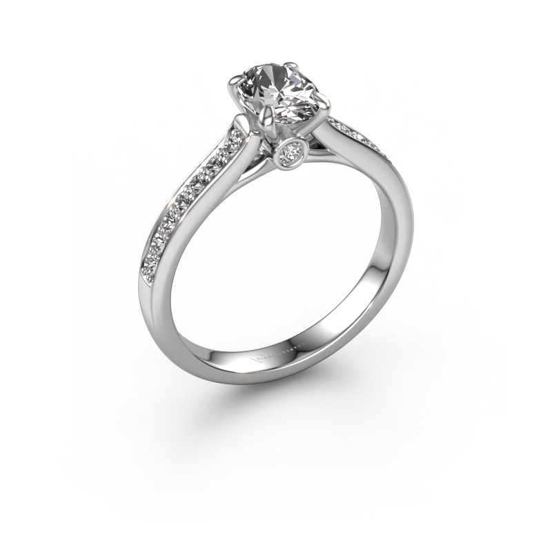 Image of Engagement ring Valorie ovl 2 585 white gold Zirconia 7x5 mm