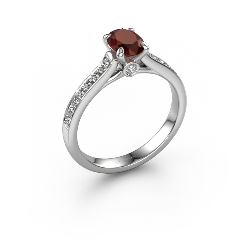 Image of Engagement ring Valorie ovl 2 950 platinum Garnet 7x5 mm