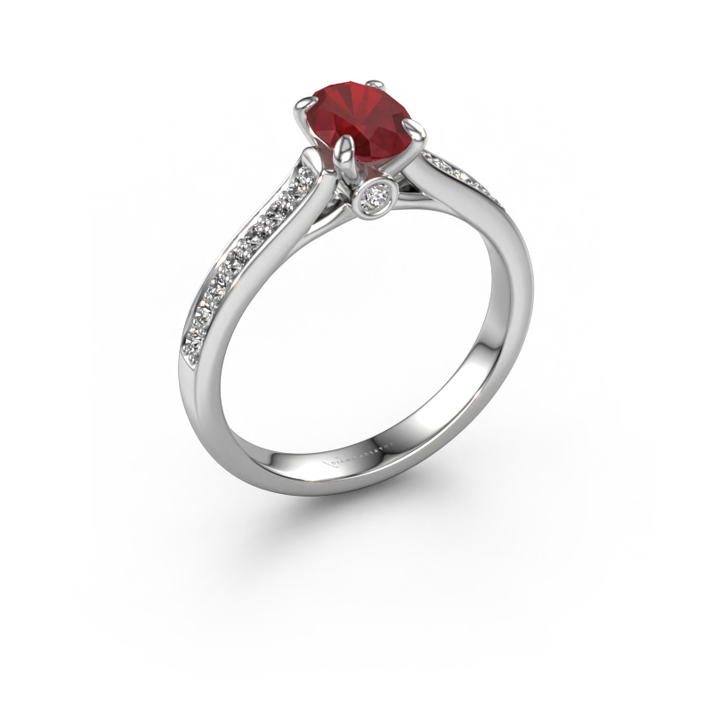Image of Engagement ring Valorie ovl 2 950 platinum Ruby 7x5 mm