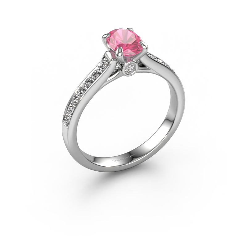 Image of Engagement ring Valorie ovl 2 585 white gold Pink sapphire 7x5 mm