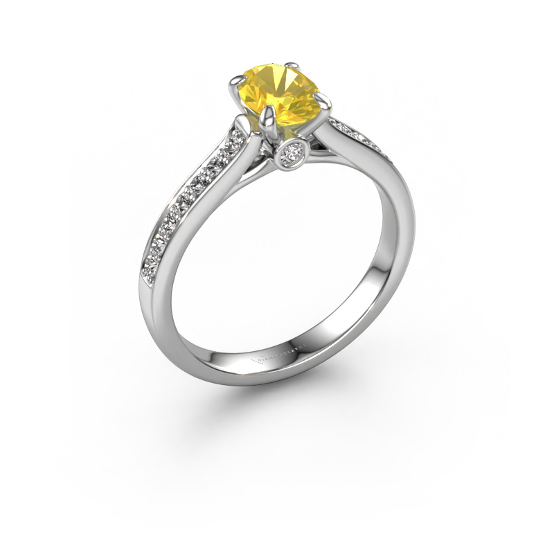Image of Engagement ring Valorie ovl 2 950 platinum Yellow sapphire 7x5 mm