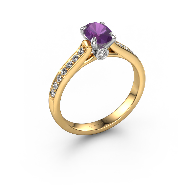 Image of Engagement ring Valorie ovl 2 585 gold Amethyst 7x5 mm