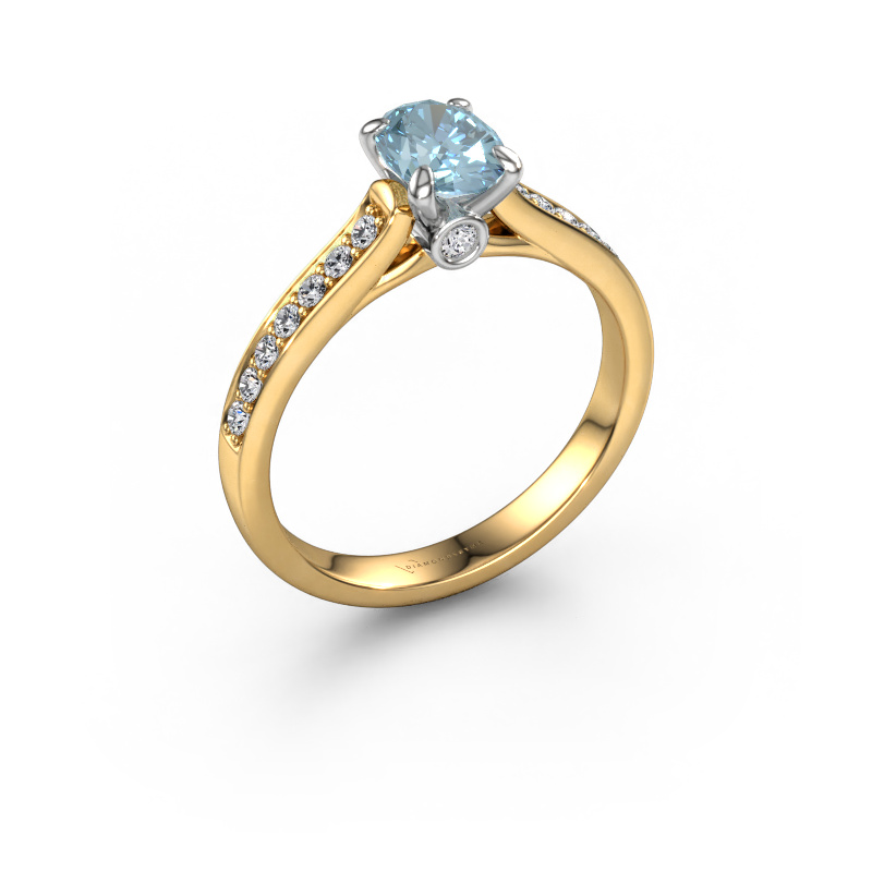 Image of Engagement ring Valorie ovl 2 585 gold Blue lab grown diamond 7x5 mm