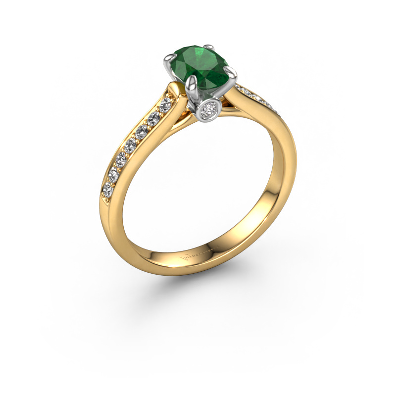 Image of Engagement ring Valorie ovl 2 585 gold Emerald 7x5 mm