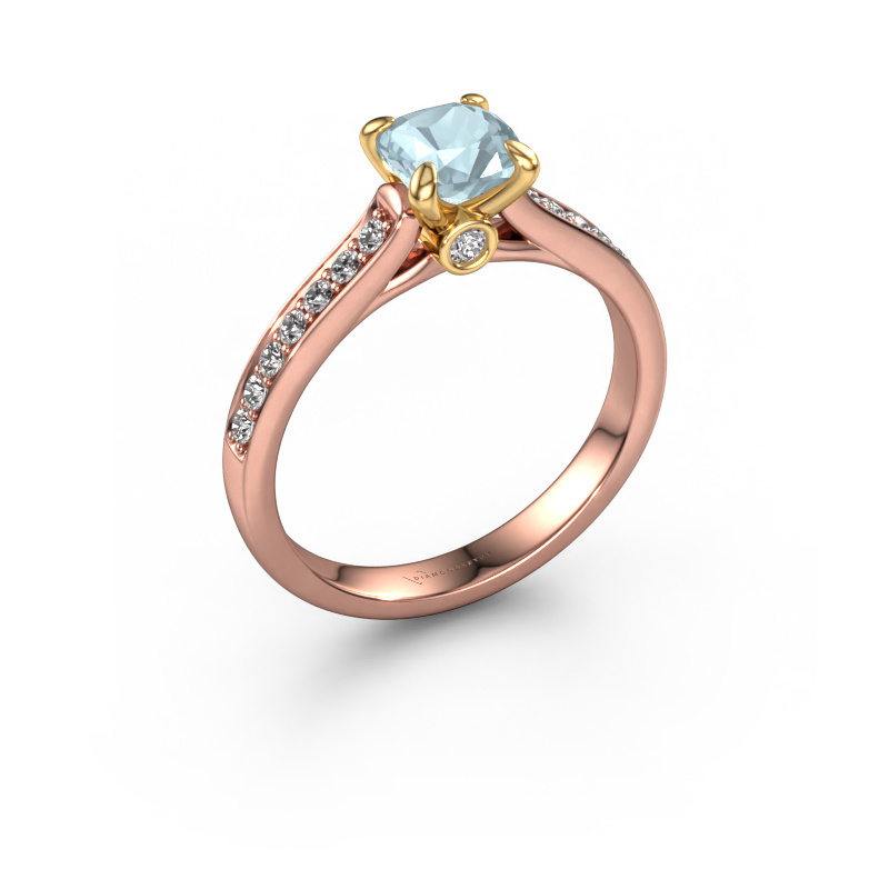 Image of Engagement ring Valorie cus 2 585 rose gold Aquamarine 5.5 mm