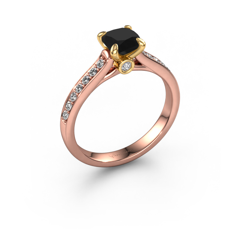 Image of Engagement ring Valorie cus 2 585 rose gold Black diamond 1.40 crt