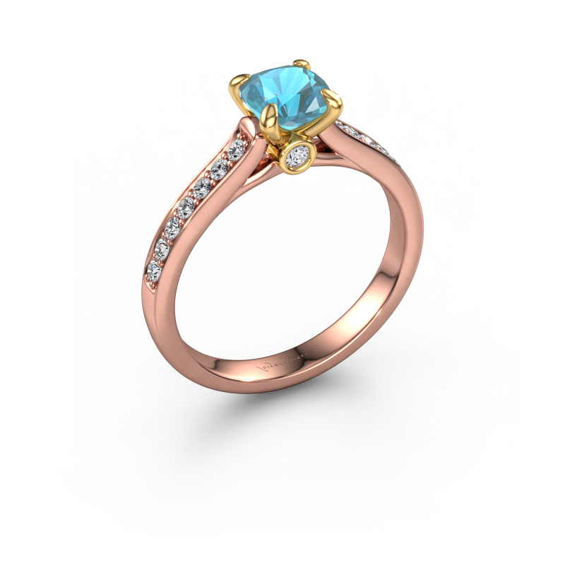 Image of Engagement ring Valorie cus 2 585 rose gold Blue topaz 5.5 mm