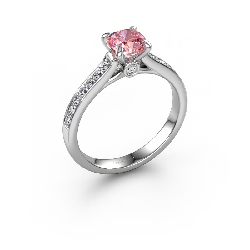 Image of Engagement ring Valorie cus 2 950 platinum Pink lab grown diamond 5.5 mm