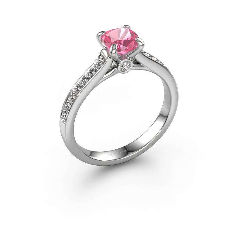 Image of Engagement ring Valorie cus 2 950 platinum Pink sapphire 5.5 mm