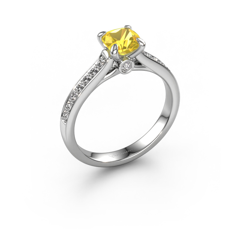 Image of Engagement ring Valorie cus 2 950 platinum Yellow sapphire 5.5 mm