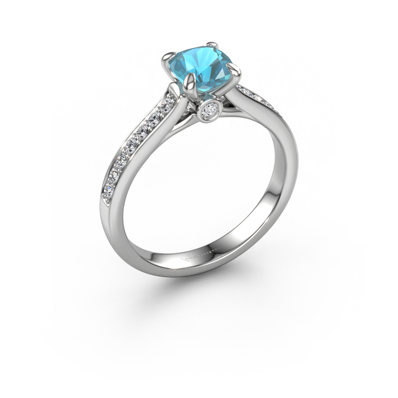 Image de Bague de fiançailles Valorie cus 2 950 platine Topaze bleue 5.5 mm
