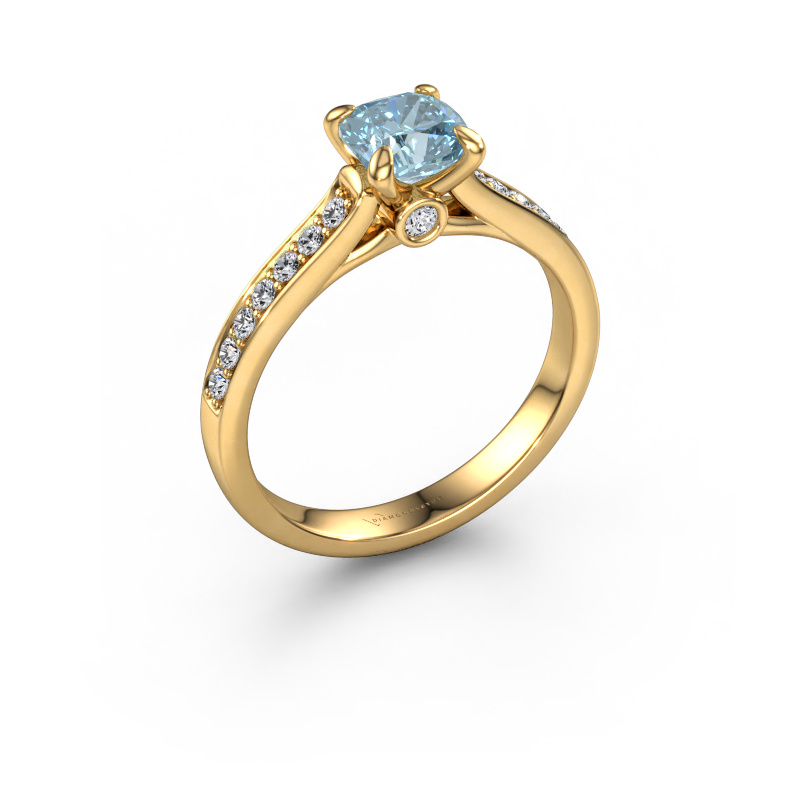 Image of Engagement ring Valorie cus 2 585 gold Blue lab grown diamond 5.5 mm