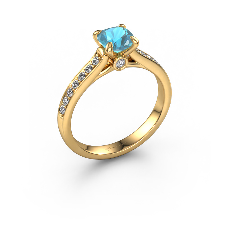Image de Bague de fiançailles Valorie cus 2 585 or jaune Topaze bleue 5.5 mm
